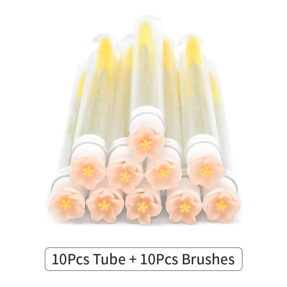 10/50Pcs Eyelash Brush Tubes With Crystal Lash Mascara Wands Eyebrow Comb Spoolies Container Lash Brush Applicators Makeup Tools