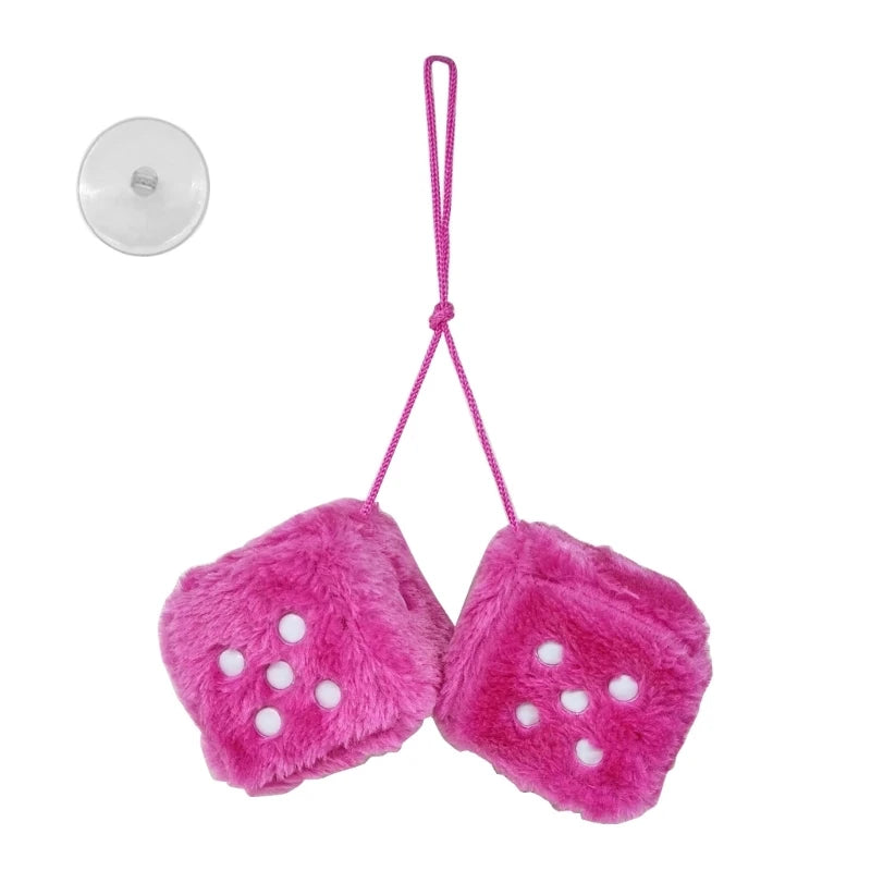 QM82 Car Hanging Furry Dice Car Dice Car Hanging Furry Dice Hanging Fuzzy Dice Plush Car Pendant Pair of Hanging Couple