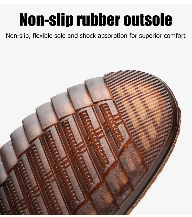 Men's Leather Shoes Casual Shoes Slip On Soft Leather Soft Sole Breathable Shoes Fashionable Textured Soft Leather-Shoes