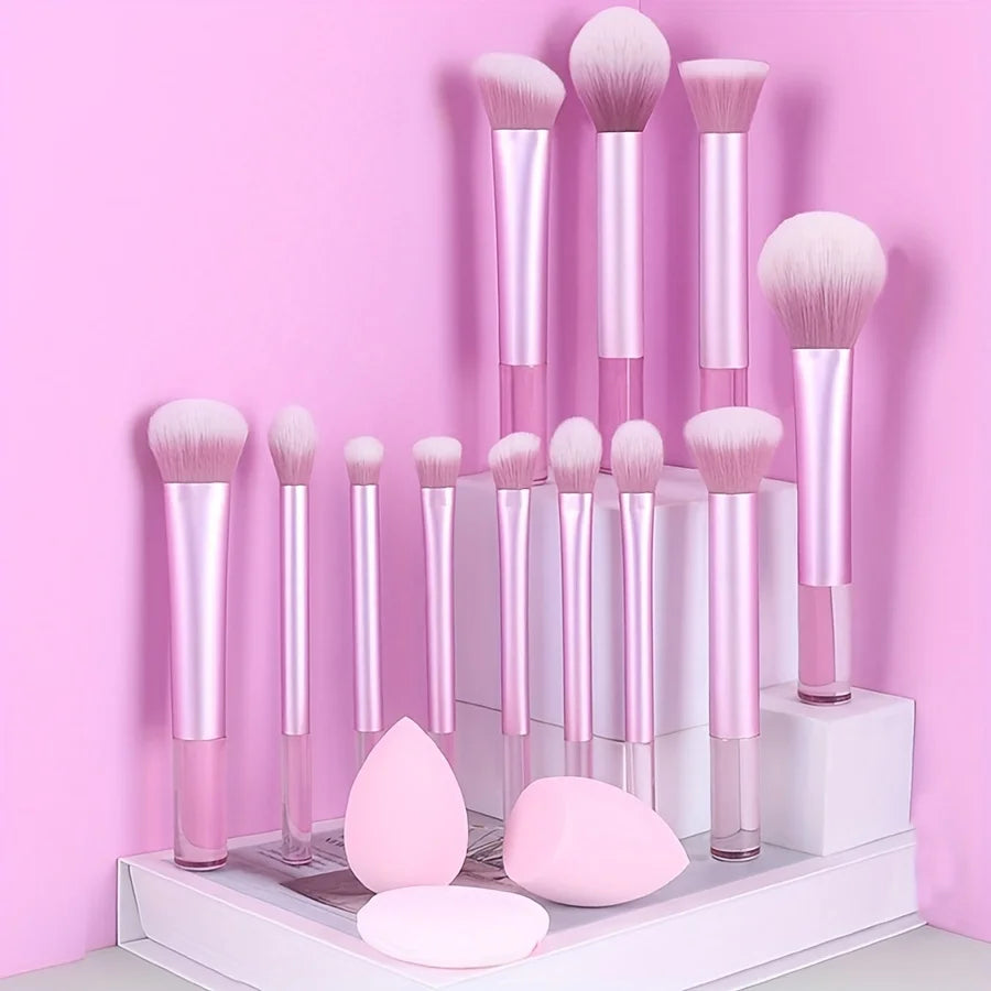 12pcs Multi-Functional Complete Makeup Brush Set: Loose Powder Brush, Blush Brush, Foundation Brush, Eyeshadow Brush, Blending B