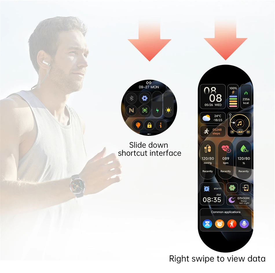 2025 New Mens Smart Watch 360 * 360 Bluetooth Call Smartwatch AMOLED Screen GPS Smart Watches NFC Waterproof Smart Watch for Men