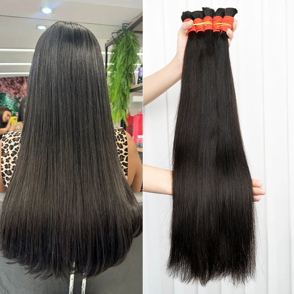 Human Hair Bulk For Braiding Straight Brazilian Virgin Human Hair Bulk No Weft for Braids Straight Bulk Human Hair Natural Black