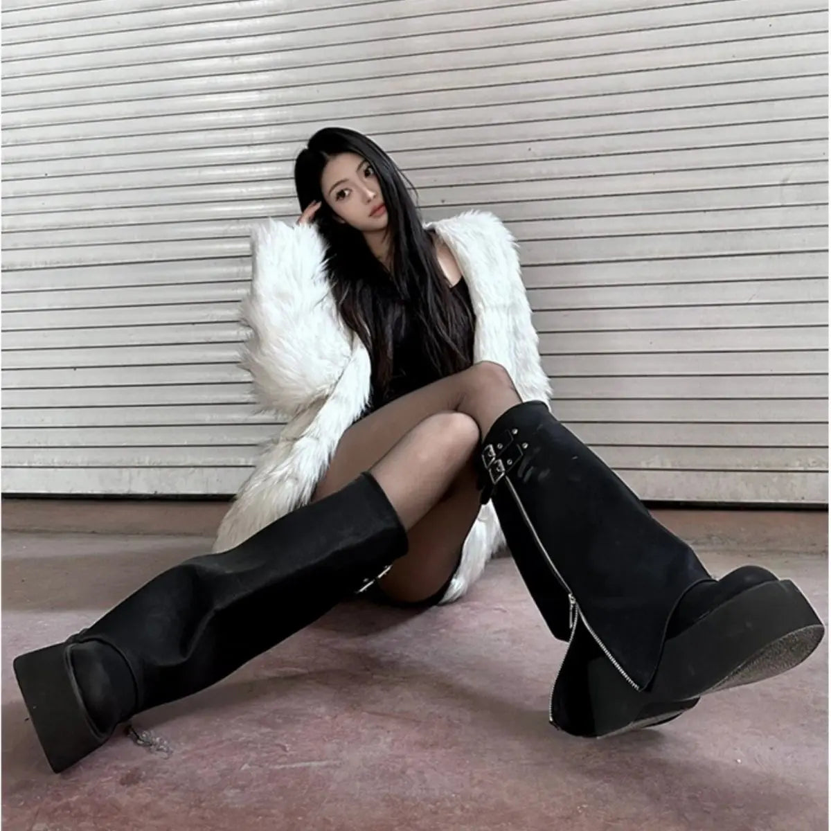 Thick Soled Boots Western Knight Boots Long Tube Boots For Women In Autumn And Winter, Knee Length Slim High Tube Boots,