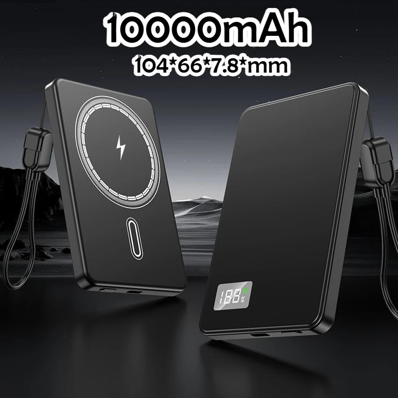 Taepiaai 10000mAh Magnetic Wireless PowerBank Ultra Thin Portable CCC Certified Super Fast Charging LED Display Pack for MagSafe