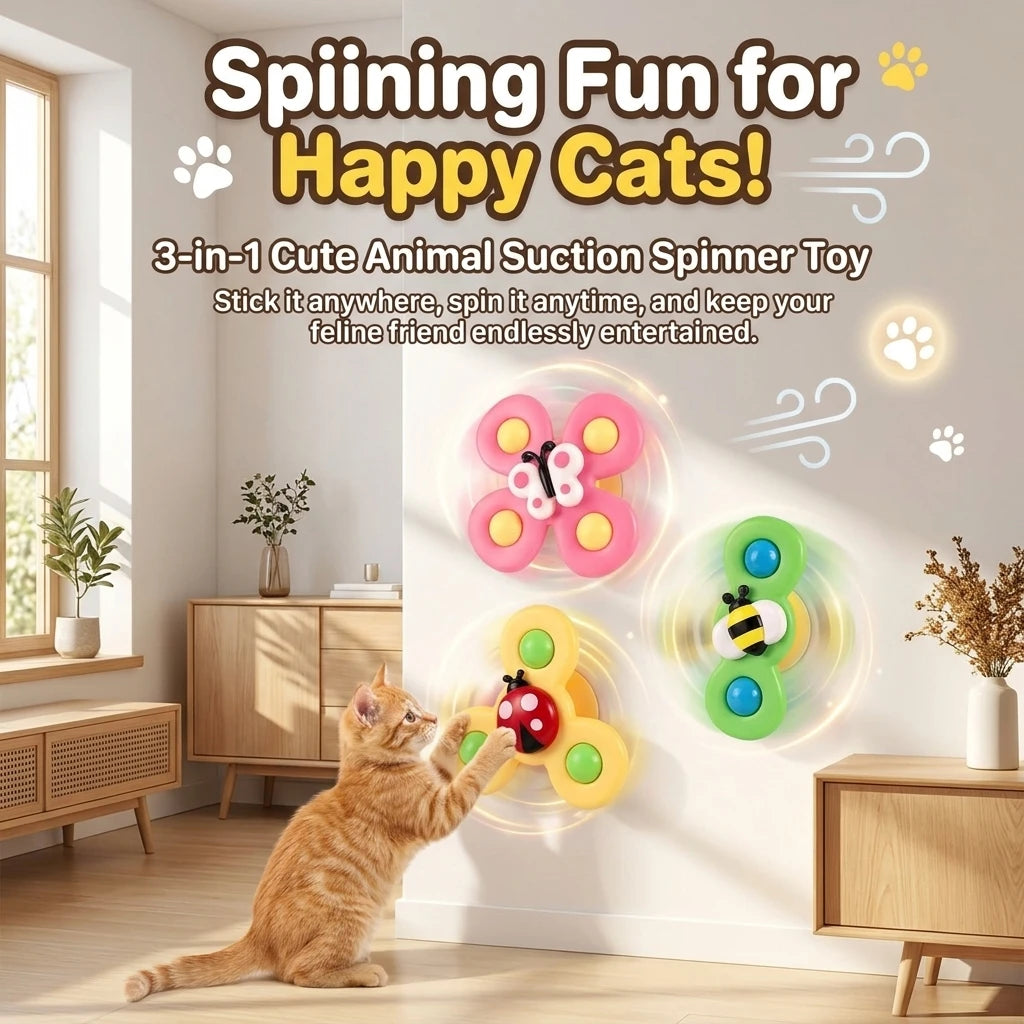 Pet cat toys, insect suction cups, spinning toys, rotating windmills, cat teasers, cat stress relief toys, pet toys