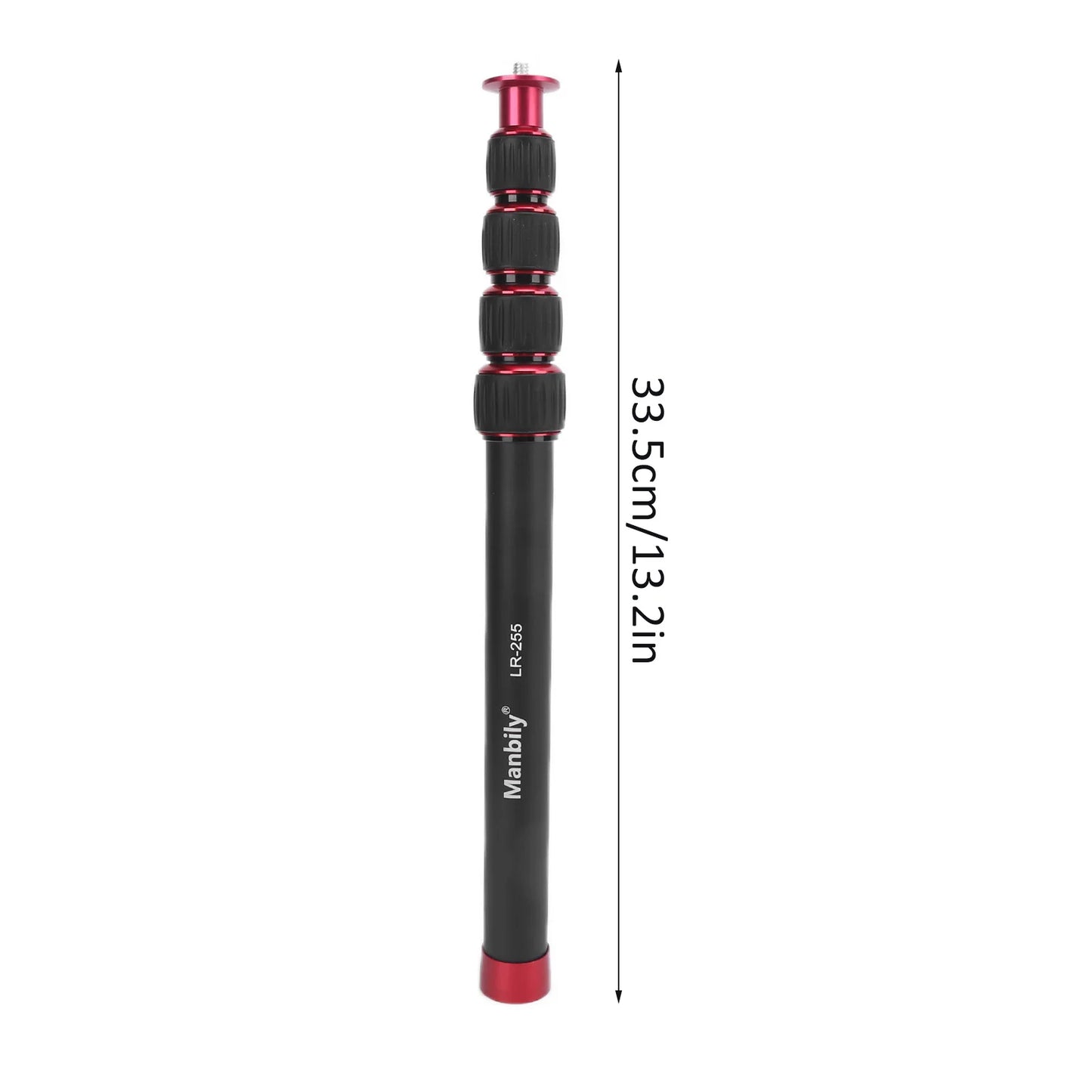 Manbily LR-255 Camera Monopod Aluminum Alloy 1/4in Screw 5 Sections 13.2-42.5in Adjustable Tripod Extension Rod 5kg Load Bearing