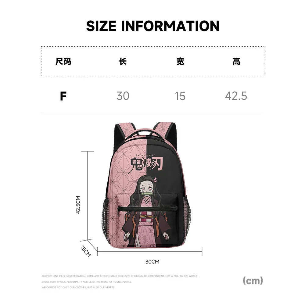 Demon Slayer Backpack Anime Print Large capacity School Bag 3 Piece Set Lunch Bag Pencil Case Tanjirou Nezuko Boy Girl Student