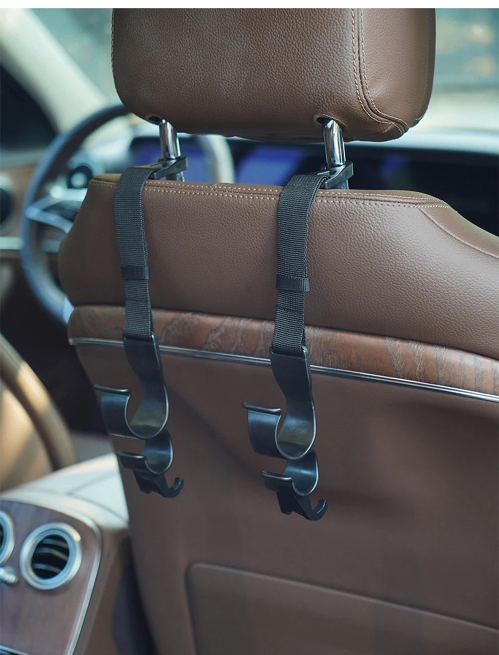 2pcs Multi-Function Car Back Seat Hook Rear Seat Headrest Hanging Hook Umbrella Holder Seat Back Storage Interior Organizer