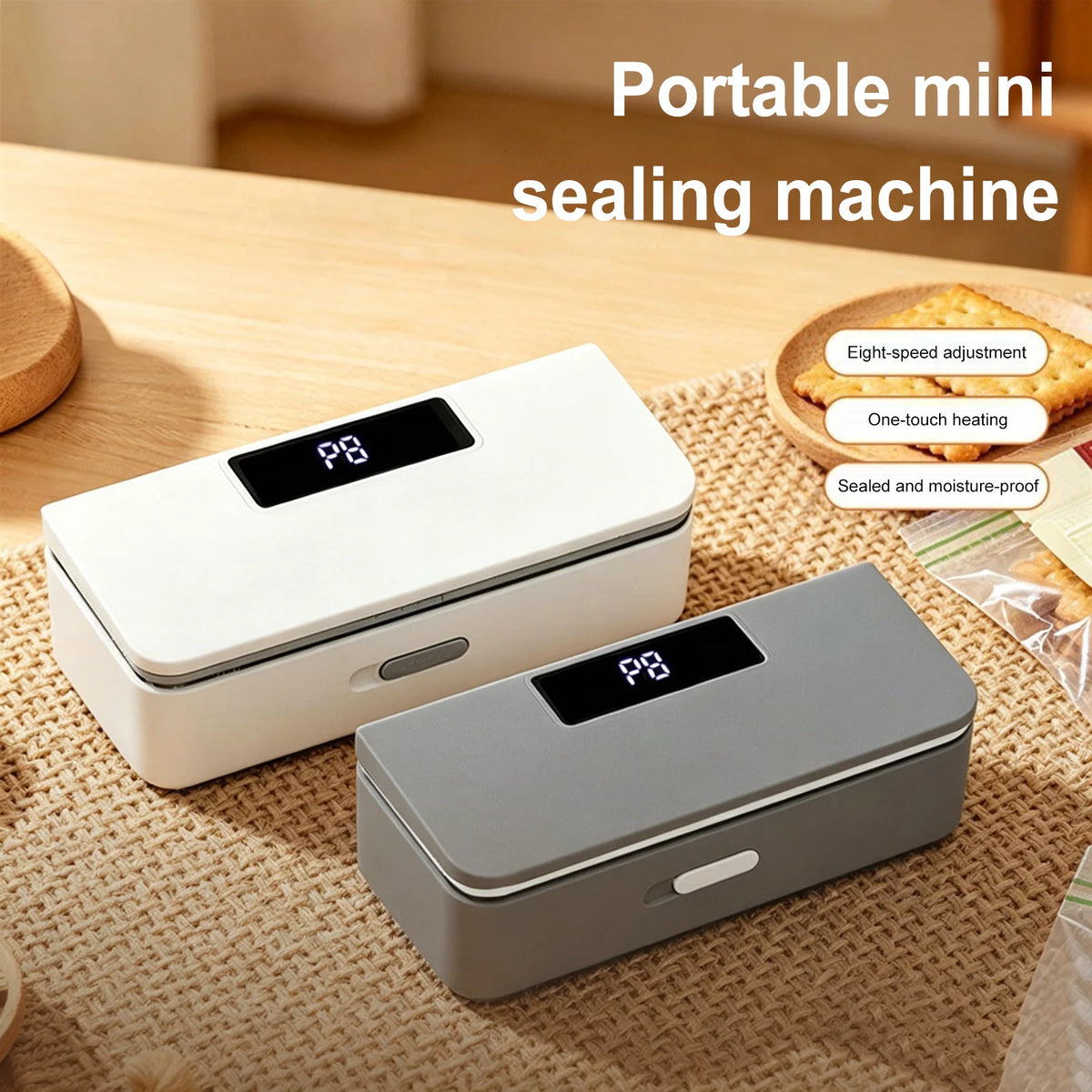 Fridge Magnet Sealer 8-Level Adjustable Mini Bags Sealer and Cutter 1800mAh Handheld Bags Resealer Machine for Fridge & Kitchen