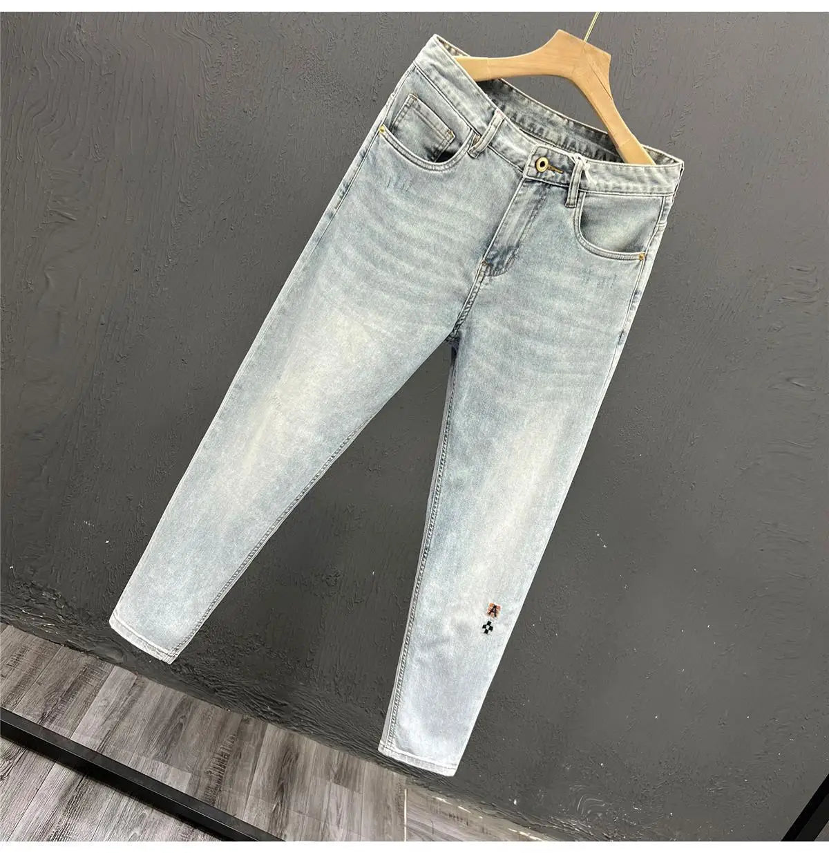 New Stylish Men's Denim Jeans Fashion Skinny Pants Summer 2023 Cowboy Casual Long Embroidery Washed Luxury Clothing for Men