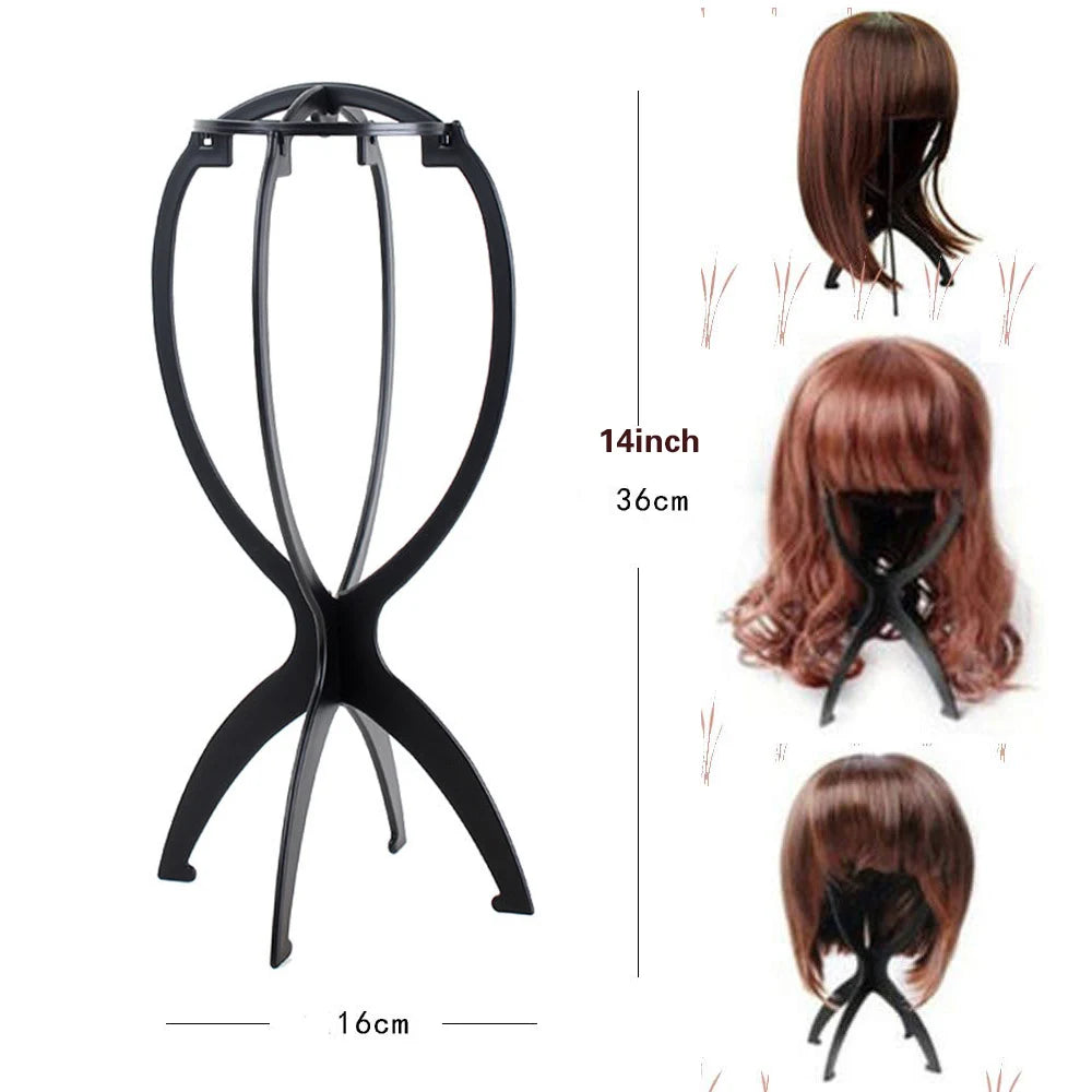 Hair Extension Holder Durable Folding Wig Stand for Solid Color Wigs - Stable Hair Clip and Display Tool