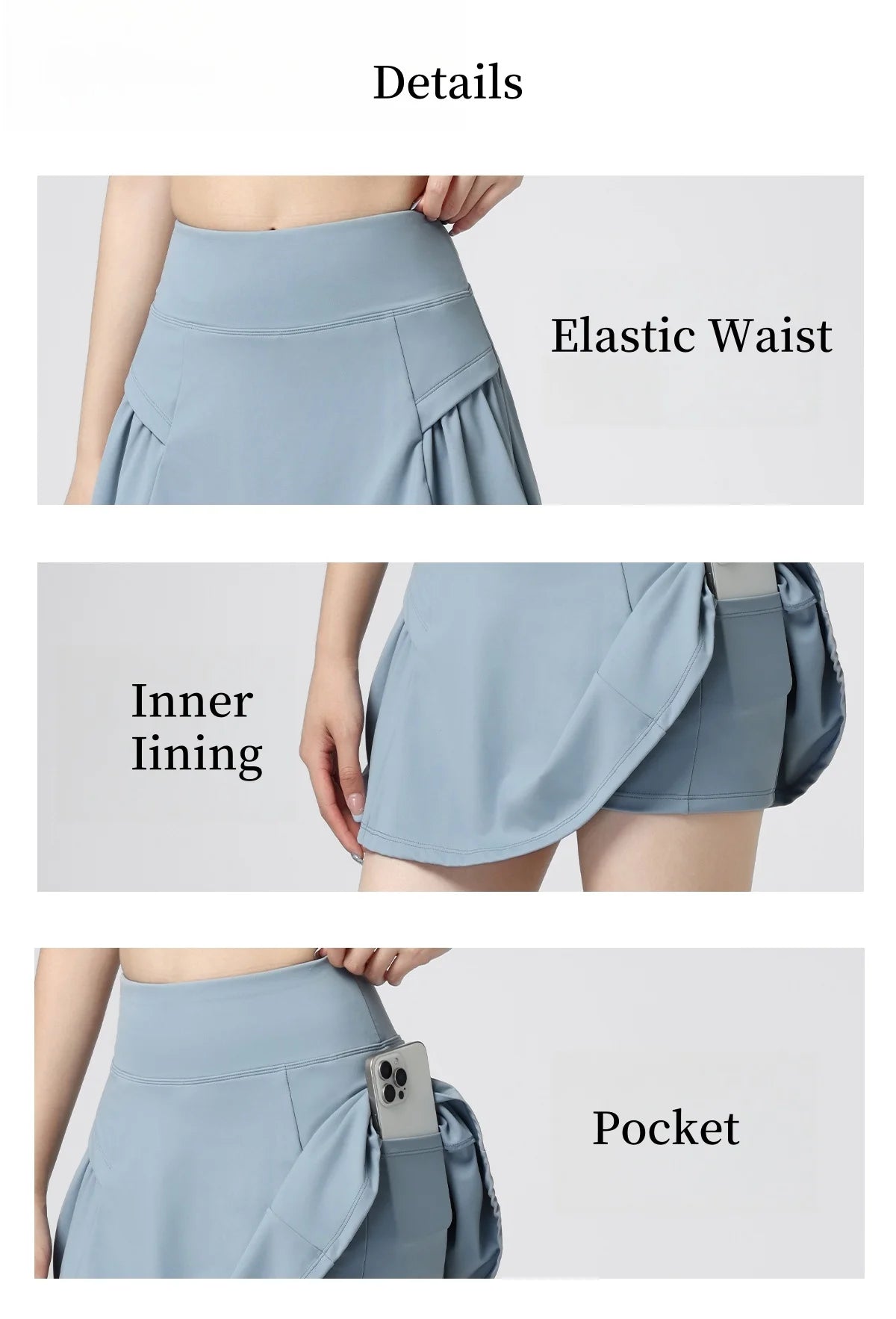 DRUR High Waist Tennis Skirts For Women Skirt Shorts With Pocket Summer Sports Golf Yoga Mini Skirts Athletic Workout Wear 2025