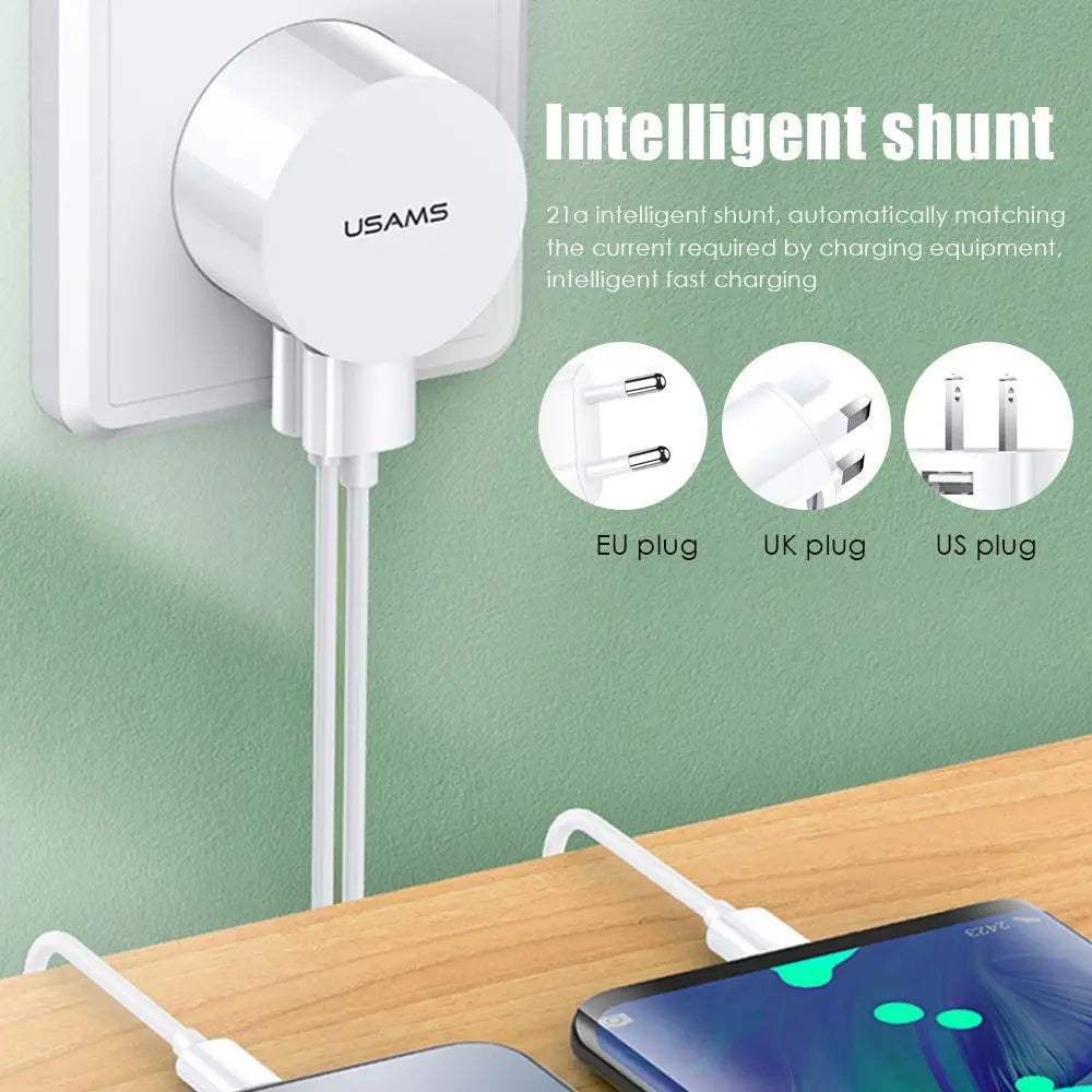 5V 2.1A Dual USB Charger Quick Charge Wall Charger Mobile Phone Charging Mini Adapter Travel Charger