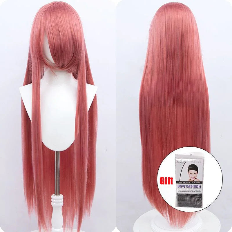 Snoya 100cm synthetic long straight cosplay wig with bangs Heat Resistant hair Anime pink blonde red purple women wig