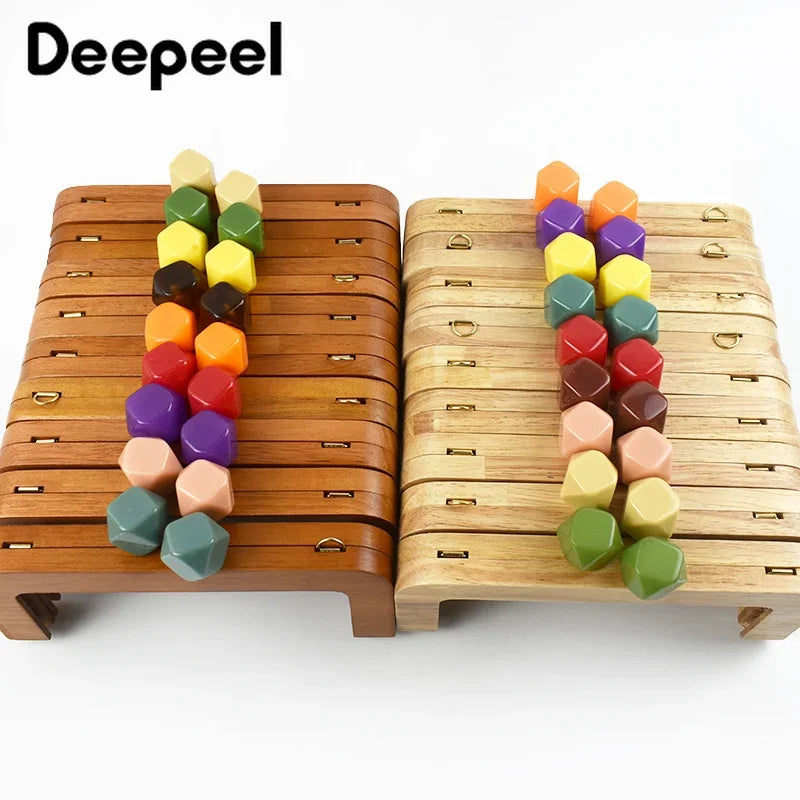 Deepeel 20cm Solid Wood Square Bag Handles Wooden Beads Kiss Clasp Locks Handbag Purse Frames Handle DIY Crafts Accessories