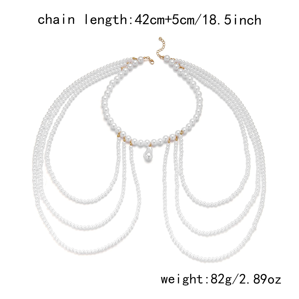 Elegant Multi-Layered Pearl Shoulder Chain Necklace for Women Luxury Wedding Dinner Body Chain Bridal Accessory