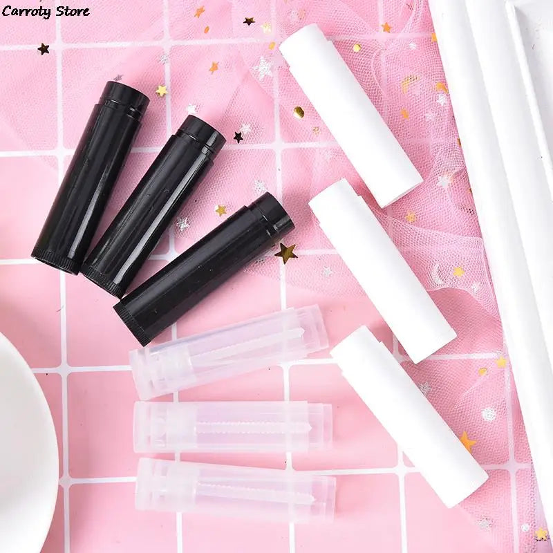 100pcs Clear Black White Balm Tube Container With Cap Cosmetic Sample Container 5ml Diy Empty Lipstick Bottle Lip Gloss Tube Lip