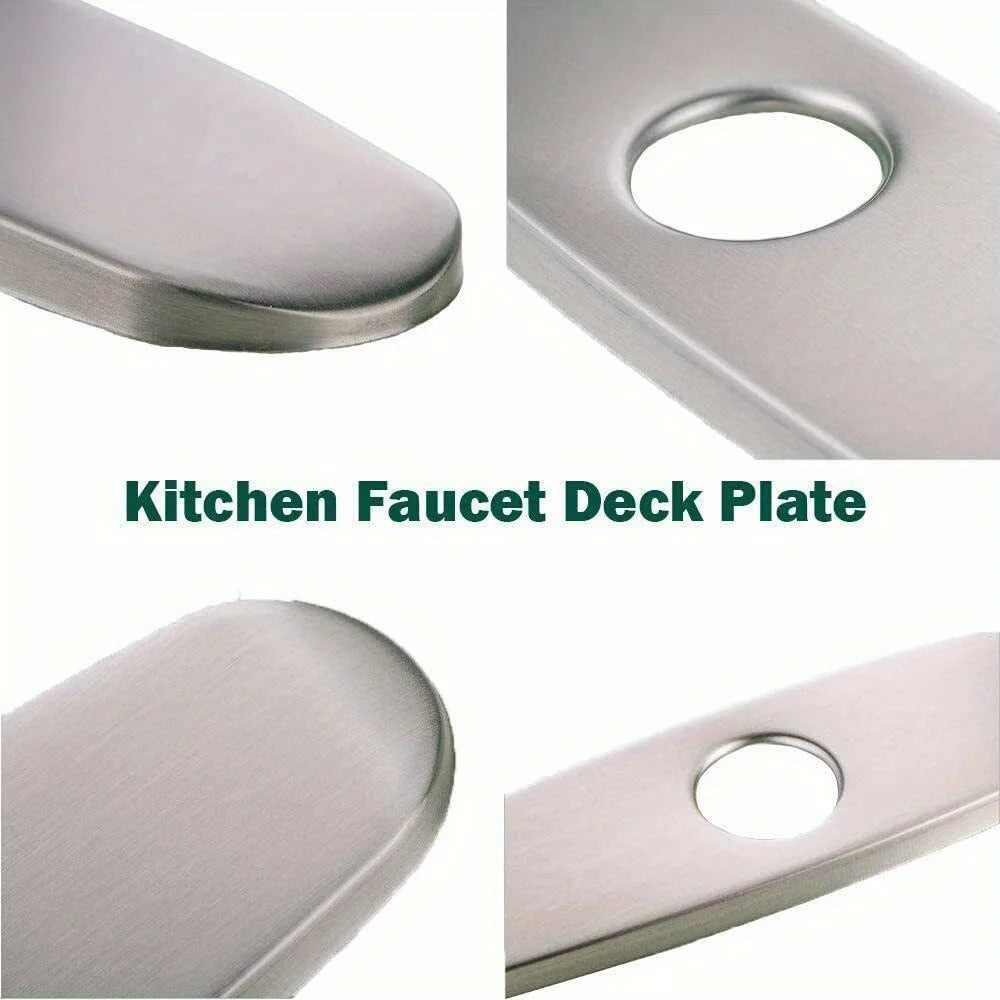 1pc Faucet Bottom Cover Base, Silver Faucet Cover, Oval Stainless Steel Hole Cover, Deck For Bathroom Or Kitchen Sink Faucet