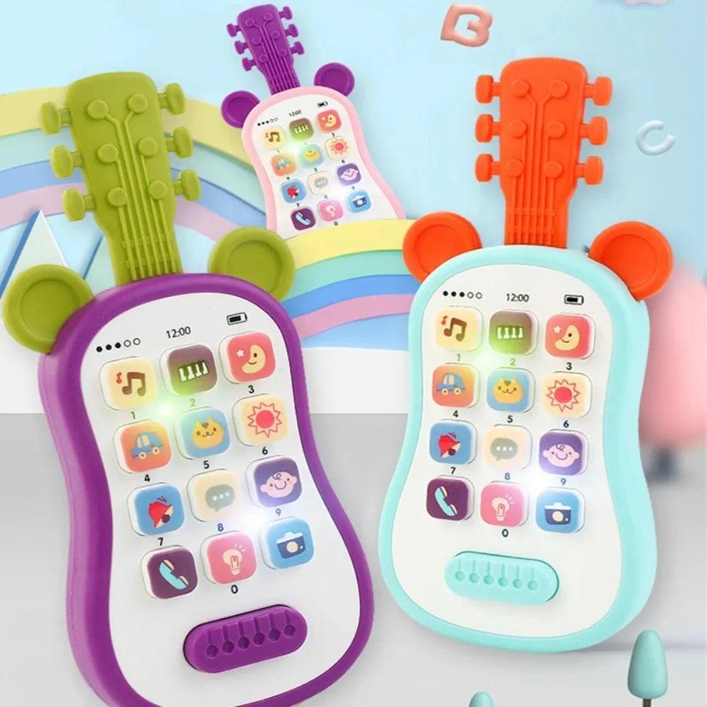 Portable Guitar Phone Toys Baby Music Sound Phones Sleep Toys Analog Phones For Kid Baby Early Education Toys For Children Gifts