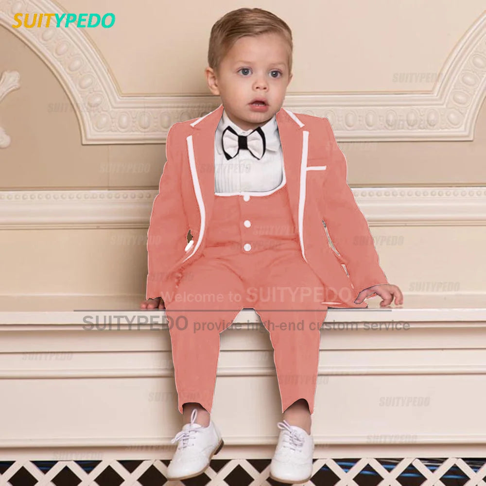 Classic Black Boys Suit For Wedding Children Gold Party Blazers Vest Pants Sets 3PCS Outfit Kids Costume Gentlemen Prom Tuxedos