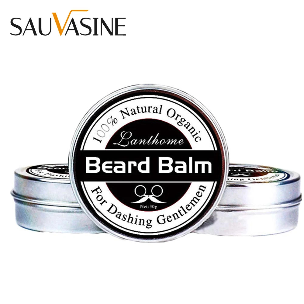 3PCS Natural Beard Balm Wax Beard Growth Balm for Men Moisturizing Smoothing Beard Styling Professional Care Cream Skin Care