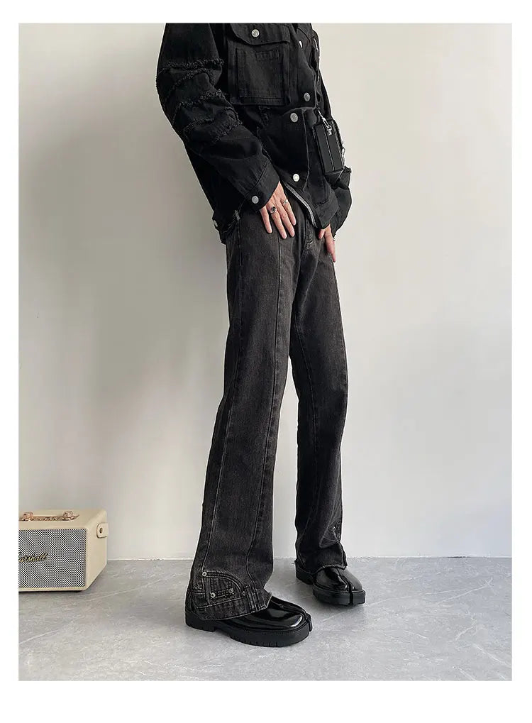 Split toe horseshoe shoes for men's thick sole Loafer shoes Tabi shoes patent leather Korean version trend casual leather shoes