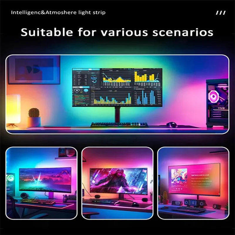 RGBIC Gaming Lights Strip Monitor Backlight LED Display Music Sync PC Screen Atmosphere Light APP Control Decor Game Room Party