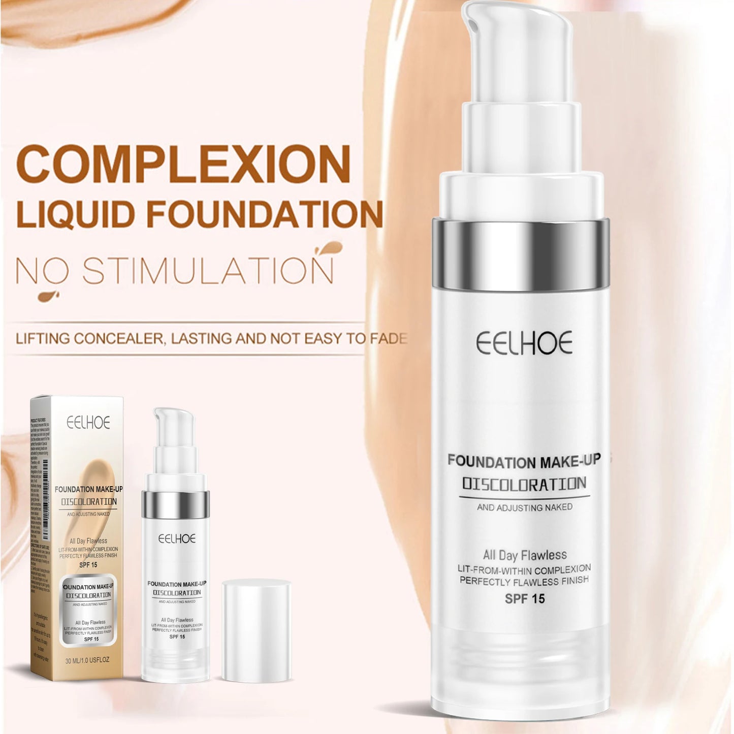 Color Changing Foundation Serum for Natural Glow Lightweight Full Coverage Long Moisturizing Finish 30ml Sensitive Skin Friendly