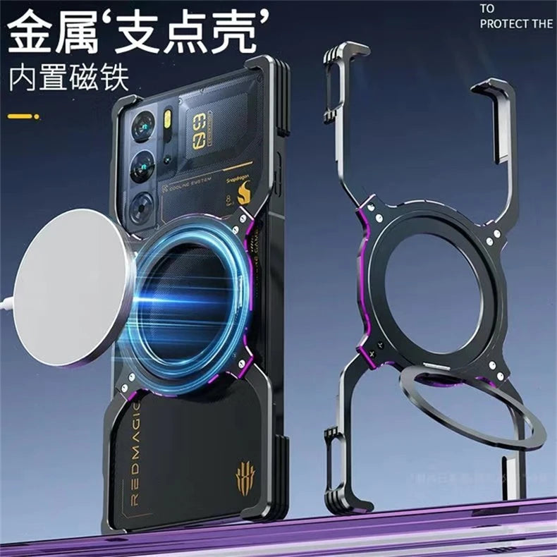 Magnetic Case For Nubia Redmagic 10 Pro Plus 9S 10s Red Magic 9 Pro+ 5G Aluminium Alloy Metal Borderless Bracket Cooling Cover