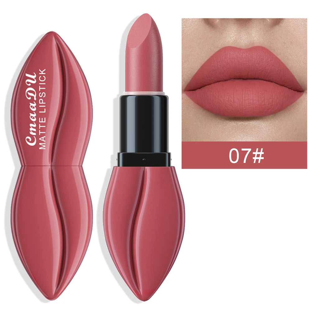 1pcs Matte Lip Gloss Lipstick, High Pigment Waterproof Velvet Long Lasting, Deep Red, Nude, Y2K Christmas Valentine's Day Gifts