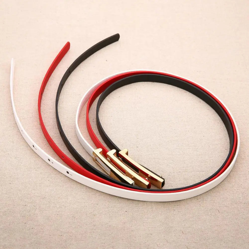 Waistband Accessories Women Faux Leather Belt Strap Slim Metal Buckle Dress Accessories