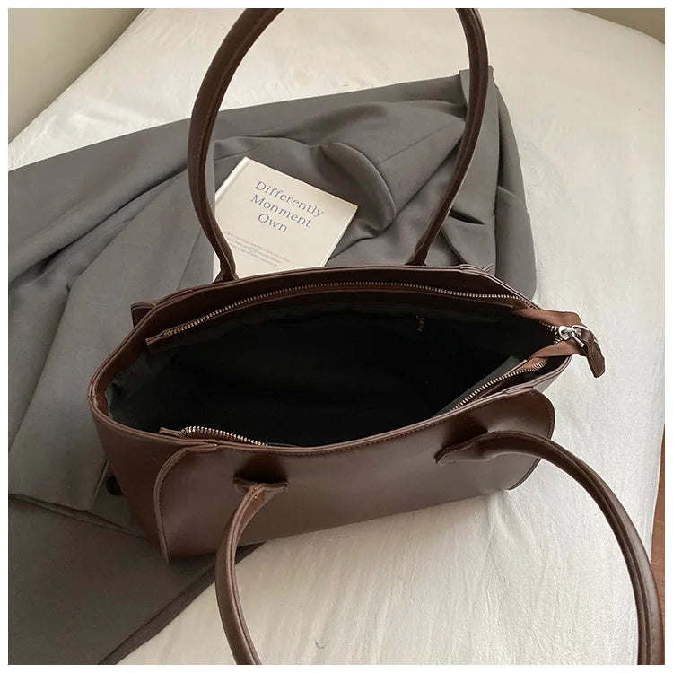 Luxury Women's Large Tote Bag Genuine Leather Shoulder Bags 2025 Female Retro Handbags High Quality Ladies Messenger Bag Black