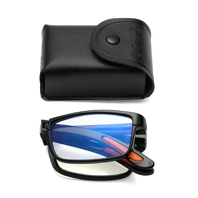 Portable Glasses Men Women Folding Reading Glasses with Case Anti Blue Light Eyeglasses Presbyopia Retro Unisex Pocket Glasses