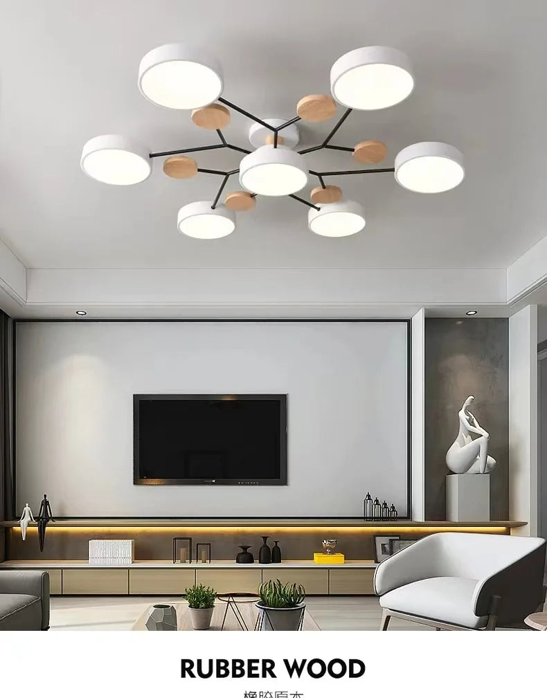 Retro Nordic Minimalist Four Head Six Head Restaurant Lighting Living Room Bedroom Lighting Room Ceiling Light Cross border