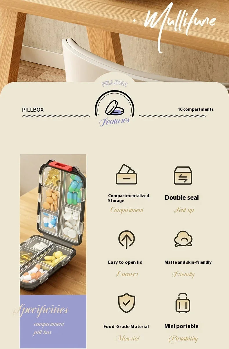 Travel Pill Organizer Moisture Proof Pills Box for Pocket Purse Daily Pill Case Portable Medicine Vitamin Holder Container