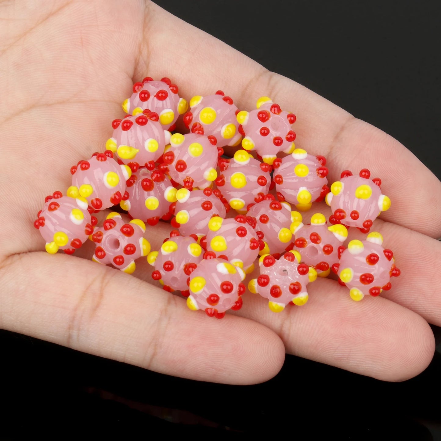 10mm Multicolor Murano Pumpkin Spot Lampwork Glass Loose Spacer Large Beads For Jewerly Making Diy Bracelet Earring Accessories