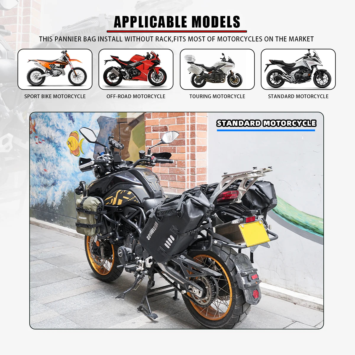 Waterproof Motorcycle Bag 18L 28L 48L Motorcycle Saddle Side Bag Large Capacity Universal Fit Motorcycle Pannier Bag