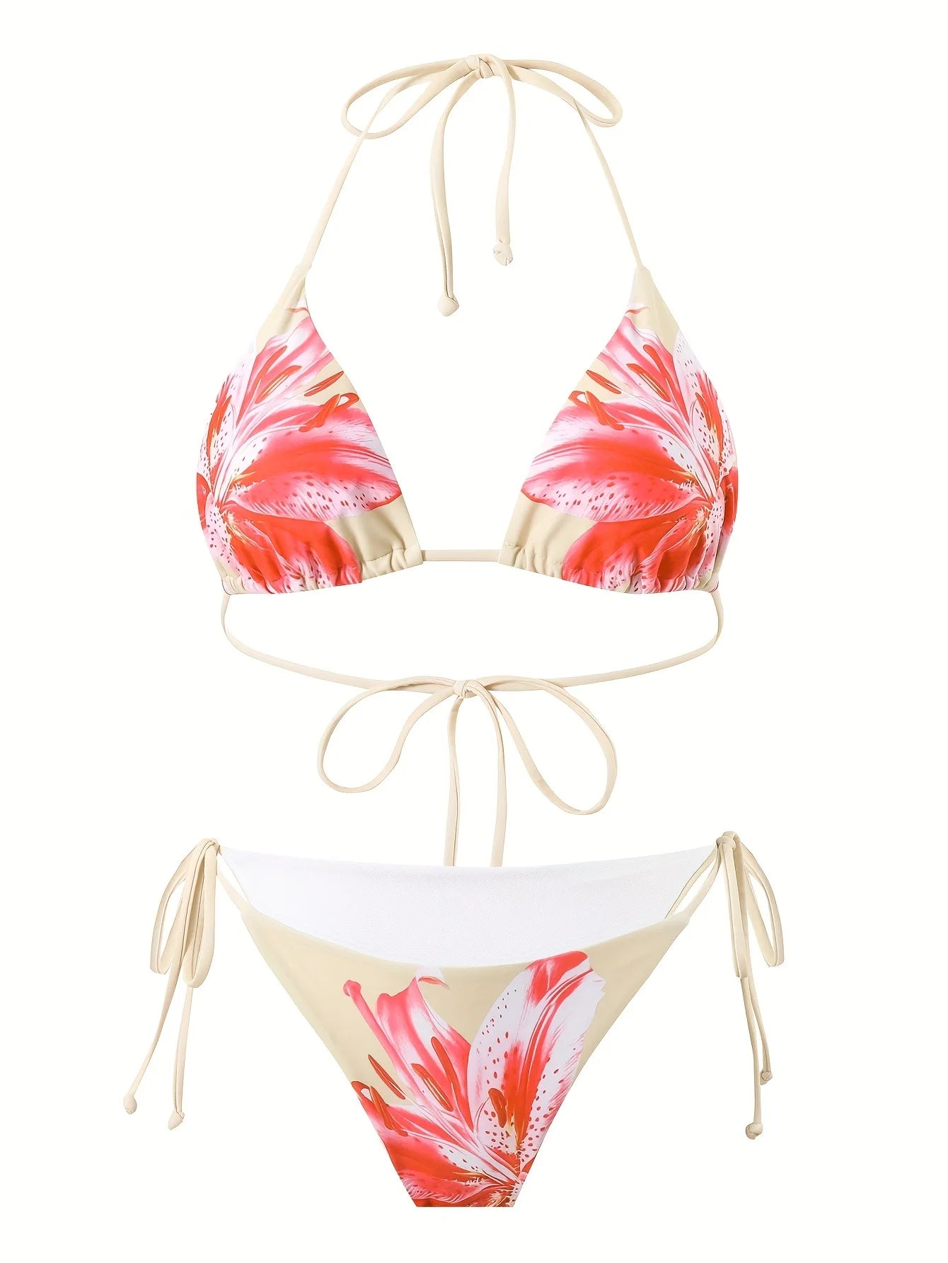 Sexy Bikini Retro Print Tropical Skirted Three-Piece Beachwear Strapless Strap-On Swimsuit Female Adult High Elasticity Backless