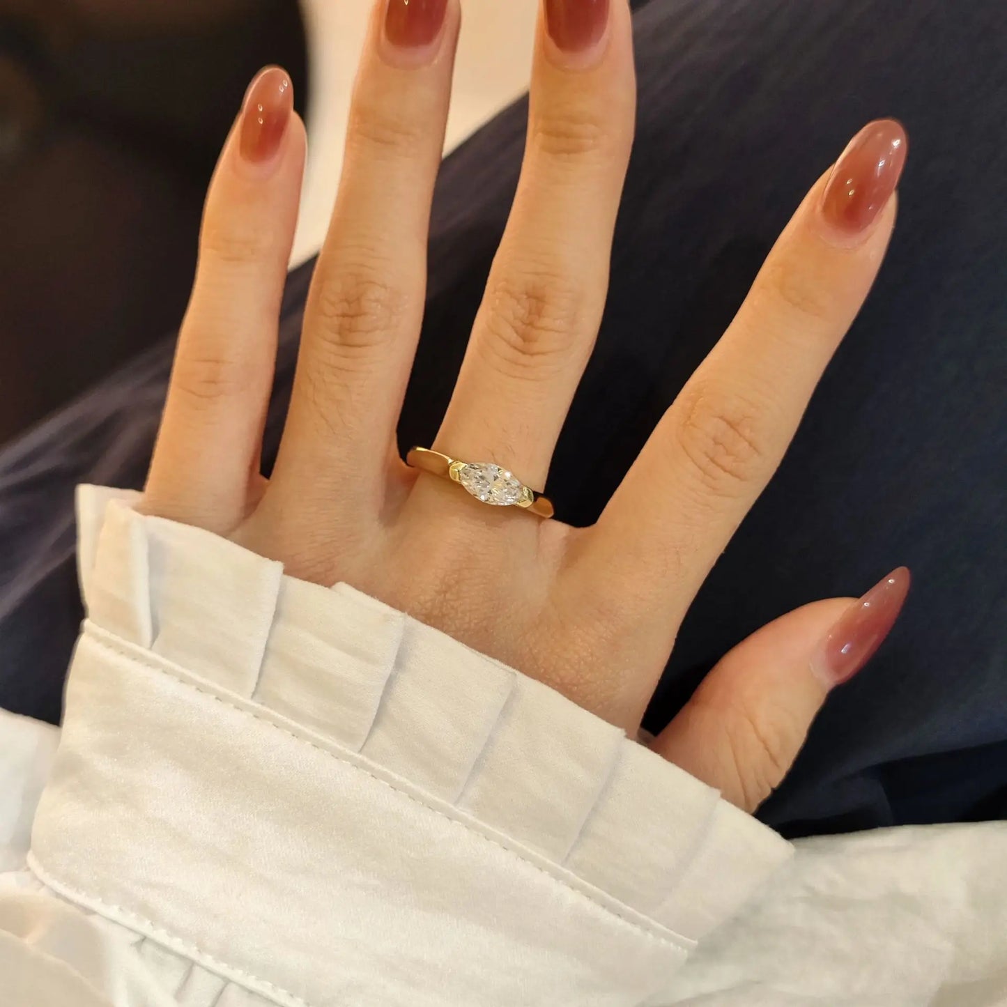 EWYA 1CT Marquise Cut Moissanite Solitaire Ring For Women 925 Silver GRA Certified Diamond Wedding Band Party Bridal Rings Gift