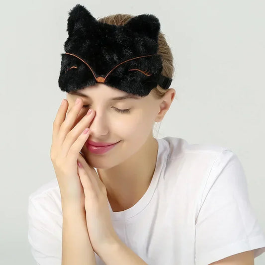 Sleeping Mask Sleeping Blindfold Soft Plush Eye Masks Cute Cat Eye Cover Plush Mask Eyepatch Nap Health Eye Cover  Sleep Mask