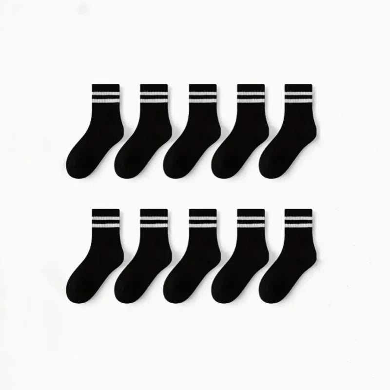 10 pairs of autumn and winter style children breathable simple style college style striped children tube socks men and women