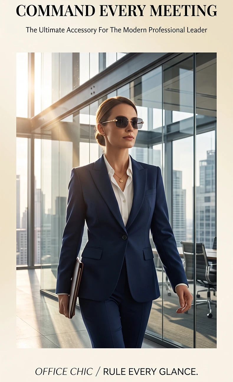 Retro Rectangle Rimless Sunglasses Women 2026 Luxury Designer Punk Square Sun Glasses for Ladies UV400 Gradient Eyewear Shades