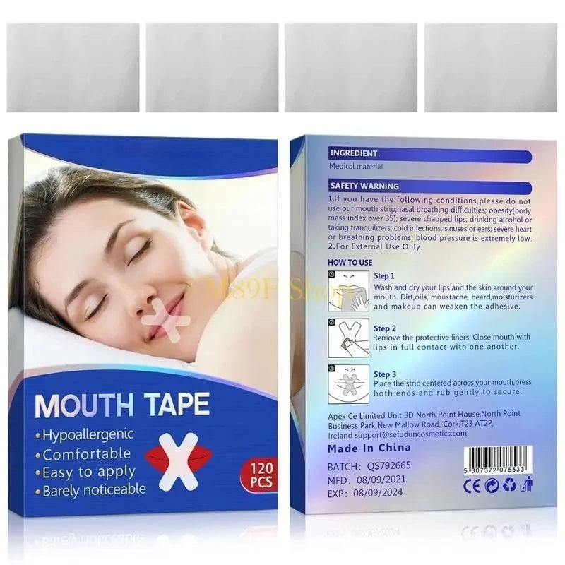 120PCS sleeping mouth tapeAdult Night Sleep Anti snore Improve Nose better Breathing Patch Mouth Correction Orthosis Tape SMZH09