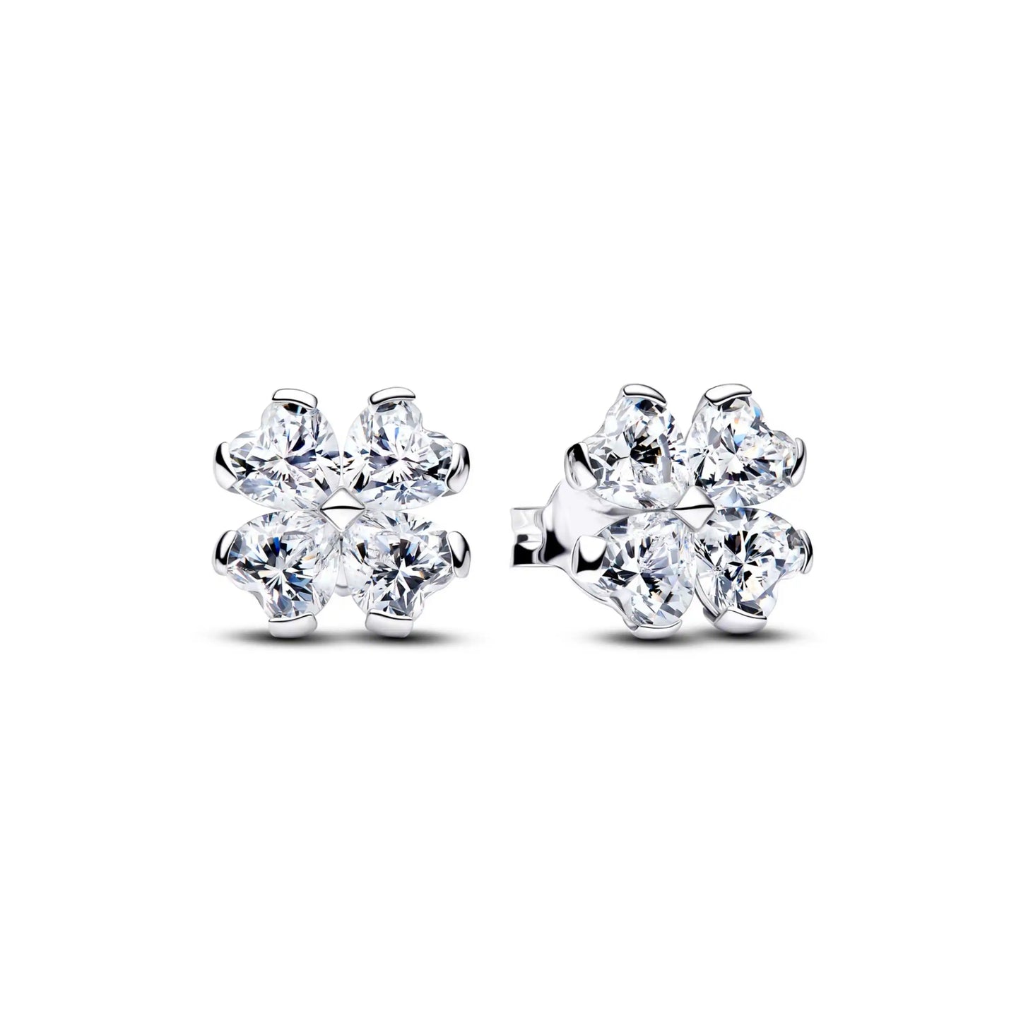 New 925 Sterling Silver Four Leaf Clover Flower Ear Stud Ring Pendant Bead fit DIY Women's Bracelets Necklaces Jewelry Gifts