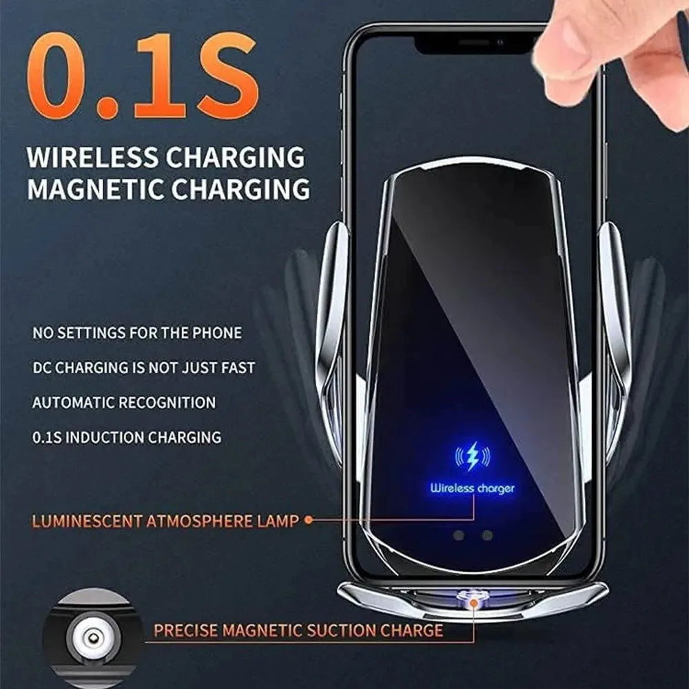 Q3 Smart Sensor Car Phone Wireless Charger 15W Fast Charging Auto-Clamping Car Phone Holder for iPhone and All Qi Enable Android