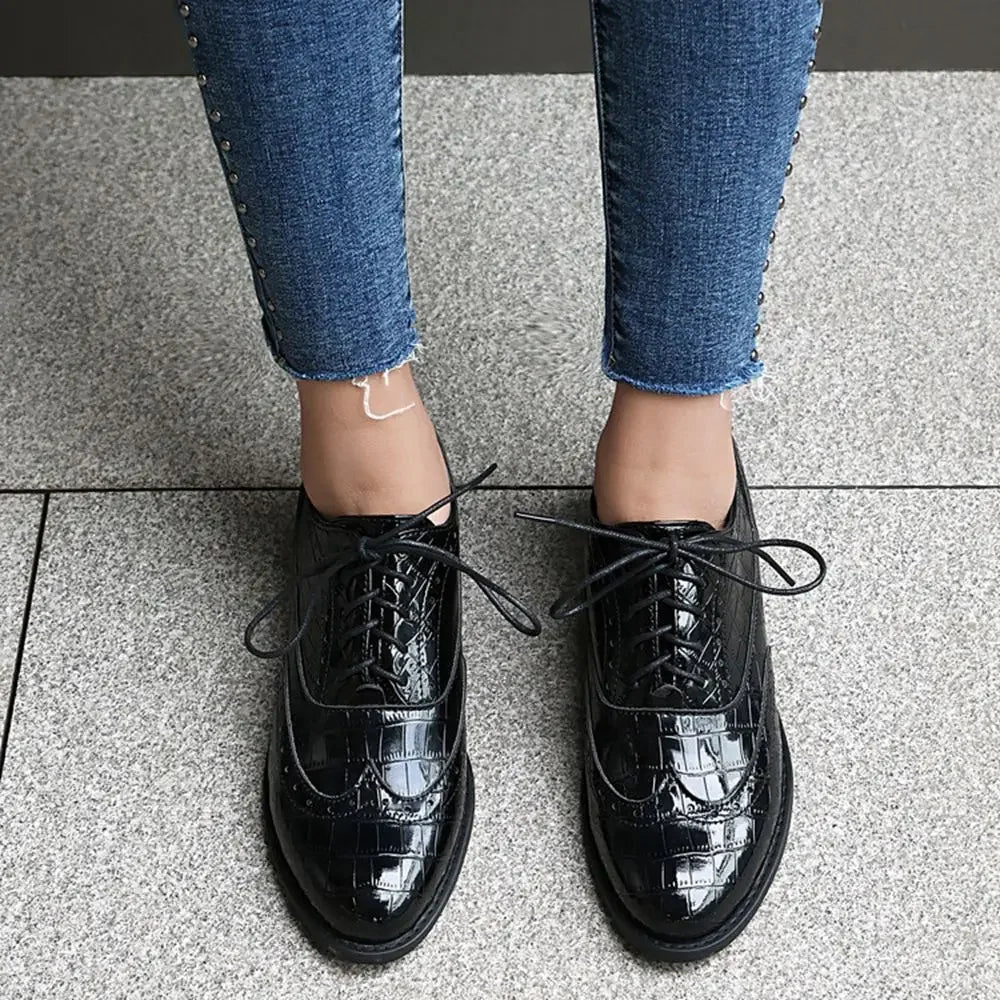 2025 Women Shoes Spring New Fashion Round Toe Lace Up Retro Single Shoe for Office Party Walk Thick Low Heeled big Size 48 775-1