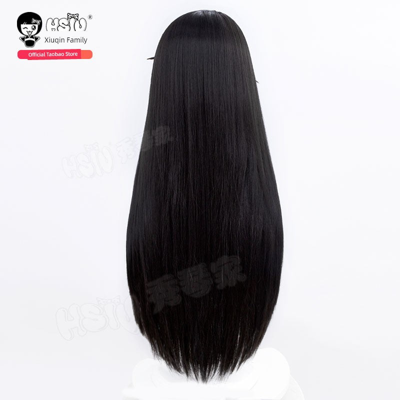 Xiuqin Family Sakamoto Daily Days Big Buddha Cos Wig Black Qi Broken Bangs Long Straight 80cm Clothes