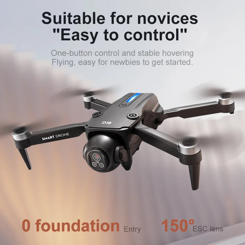 D18 Drone Drone 8K Camera 5G HD Dual Camera FPV Obstacle Avoidance Brushless Motor Aerial Quadcopter with Smart Flight Mode Toy