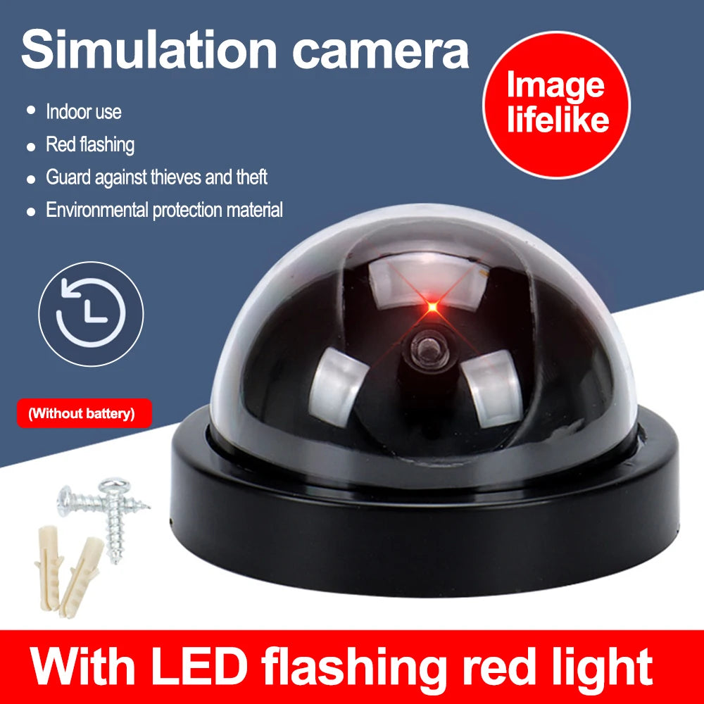 Creative Black Plastic Dome CCTV Dummy Camera Flashing Led Fake Camera Power Via AA Battery Surveillance Security System