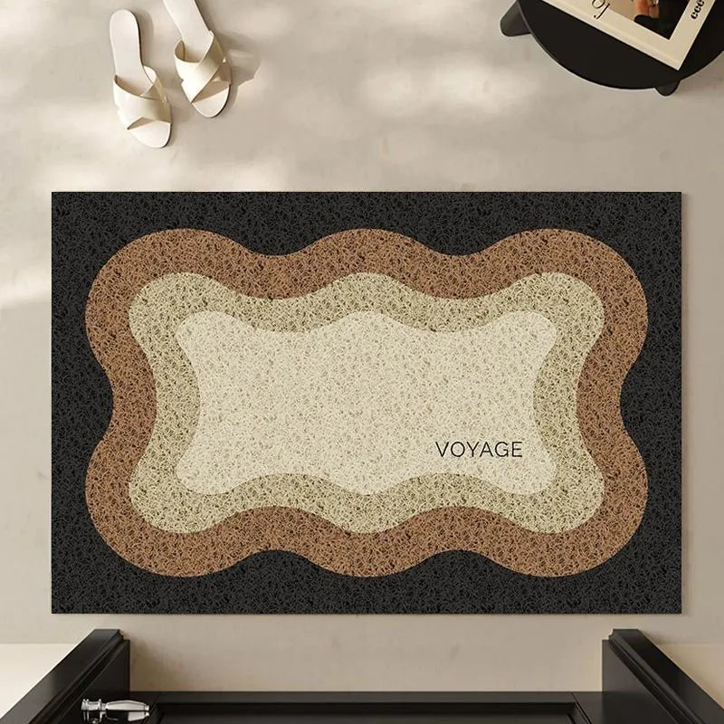 Wave Point Non-slip PVC Retro Entrance Doormat Floor Mats Silk Loop for Entryway Porch Hallway Home Decor Dust Removal Carpet